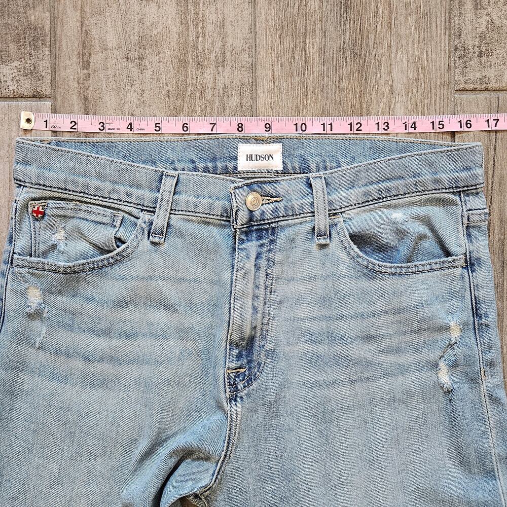 Hudson High Rise Wide Leg Jeans Women’s 31 Light Wash Distressed‎ Denim Retro - Picture 2 of 10
